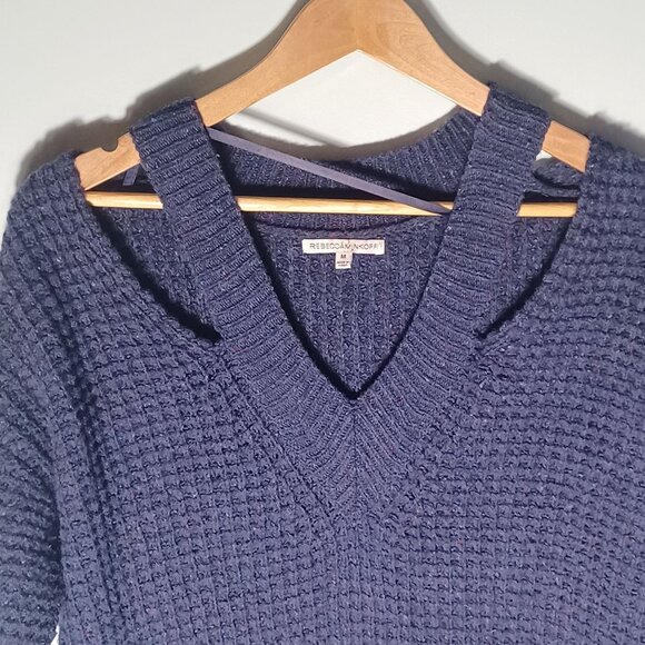 Rebecca Minkoff Wool Sweater Womens Medium Blue Knit Chunky Oversized Heavy - Picture 2 of 9